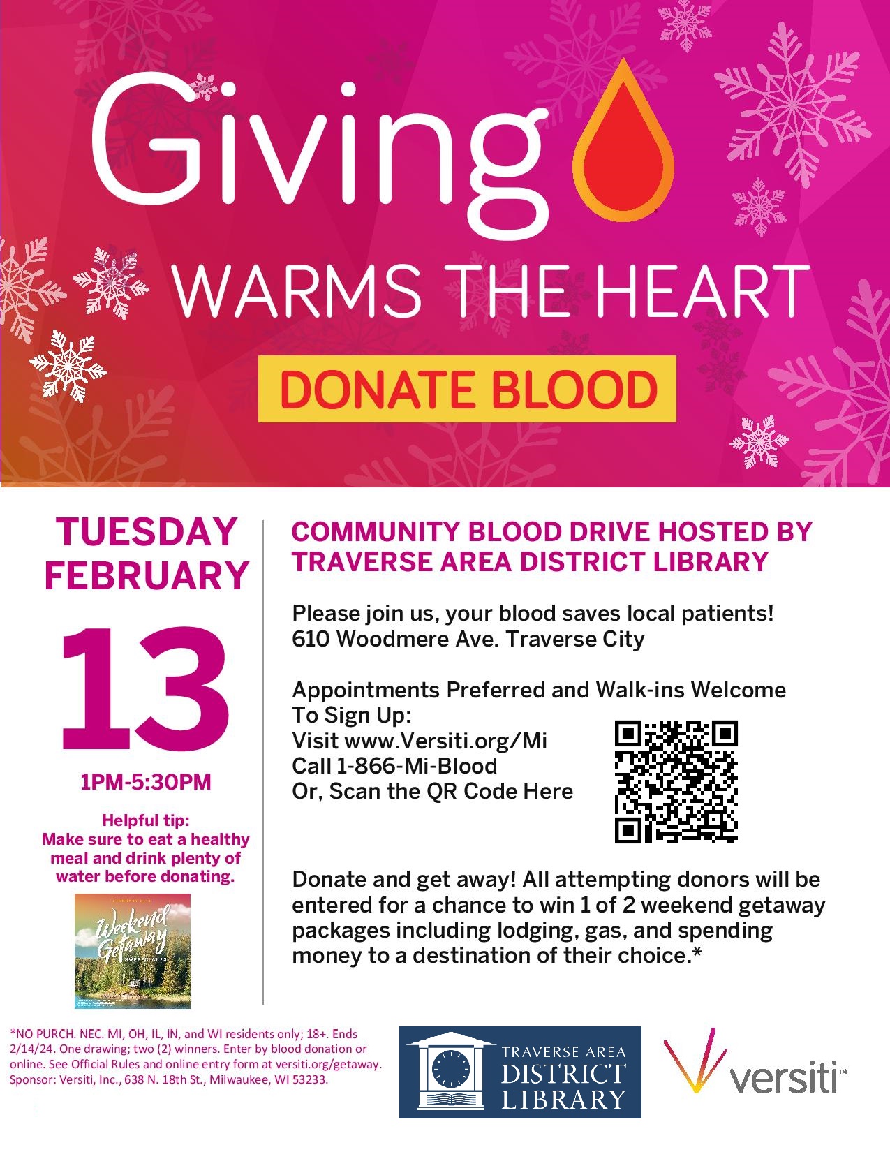 Banner: Giving Warms the Heart, Donate Blood