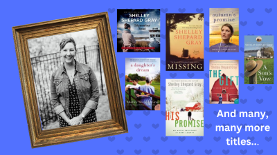 Book covers and photos of author Shelley Shepard Gray