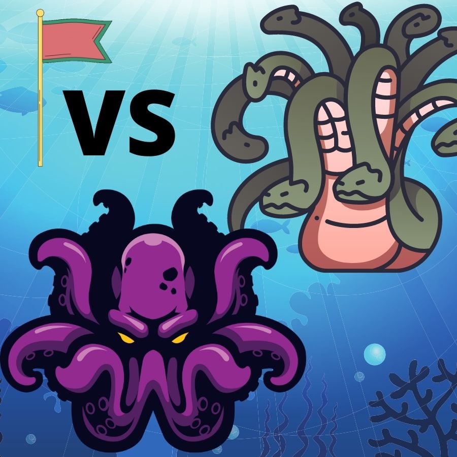 Cartoon Kraken and Hydra