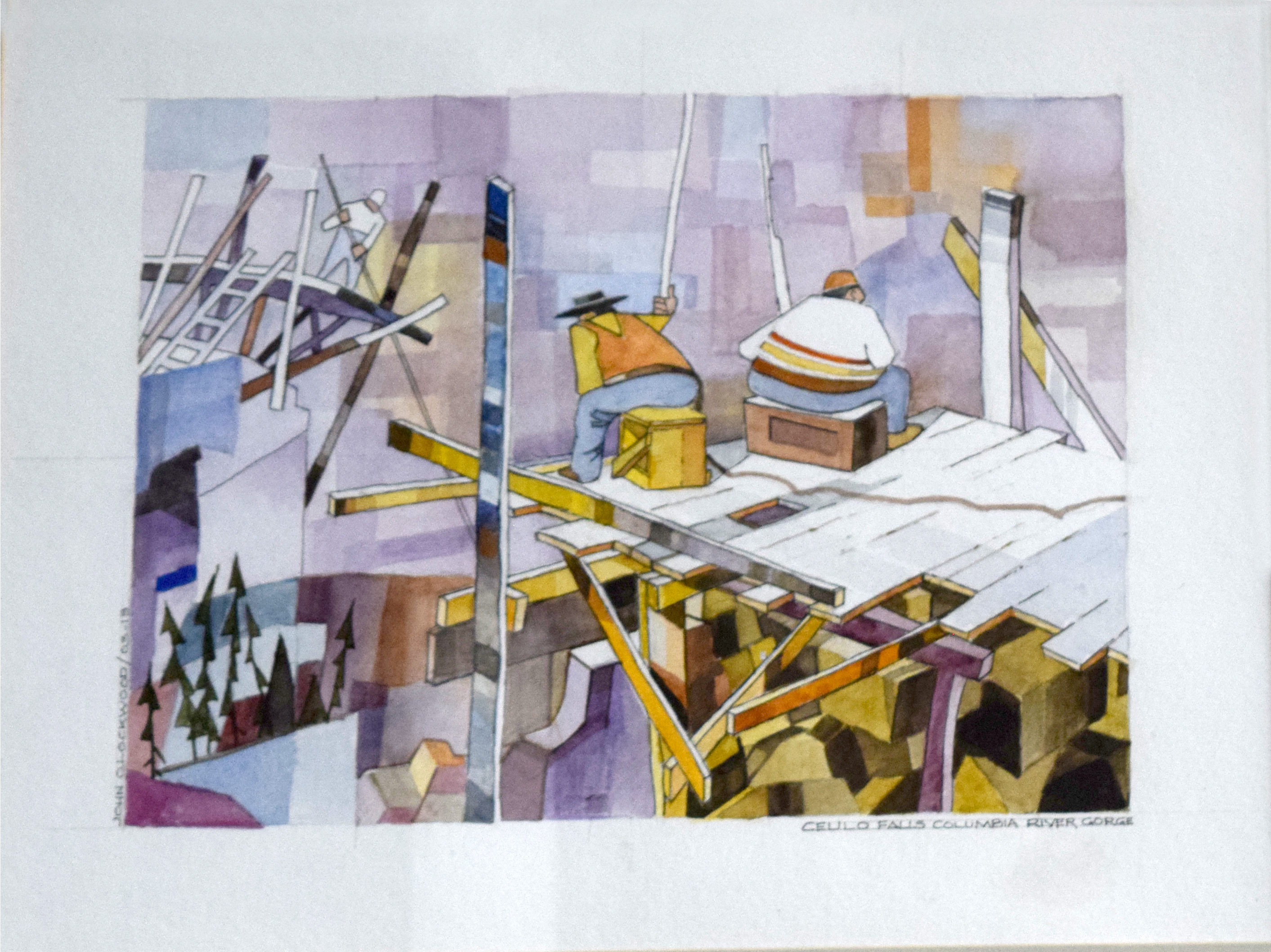 Set of four salmon fishing prints