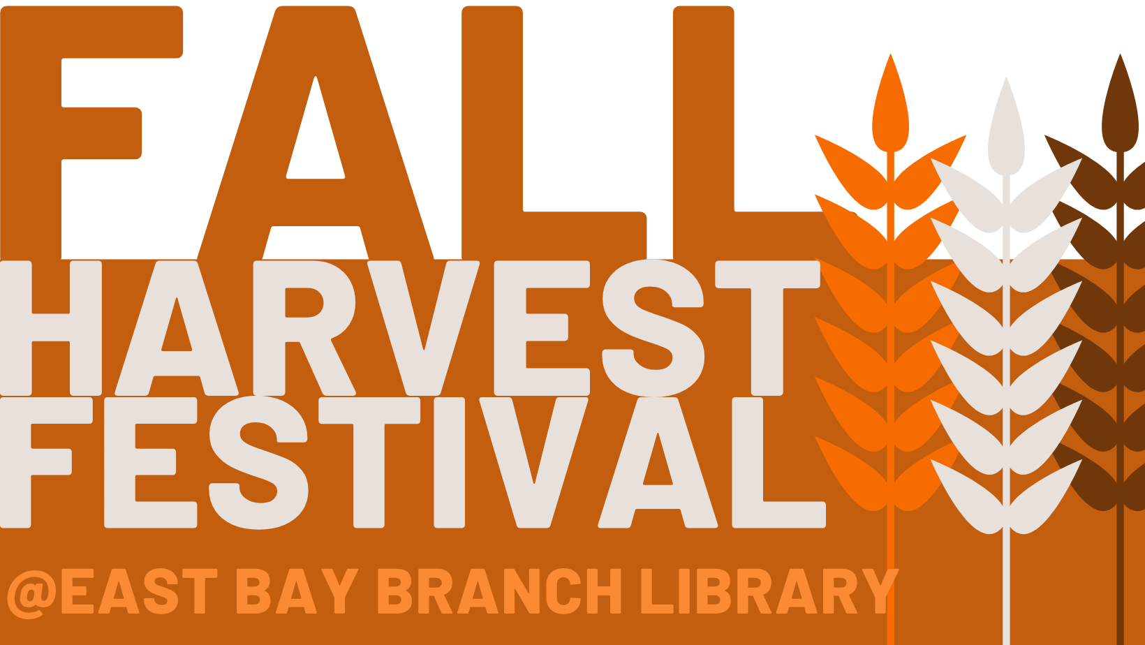 orange and brown text Fall harvest festival and wheat plants