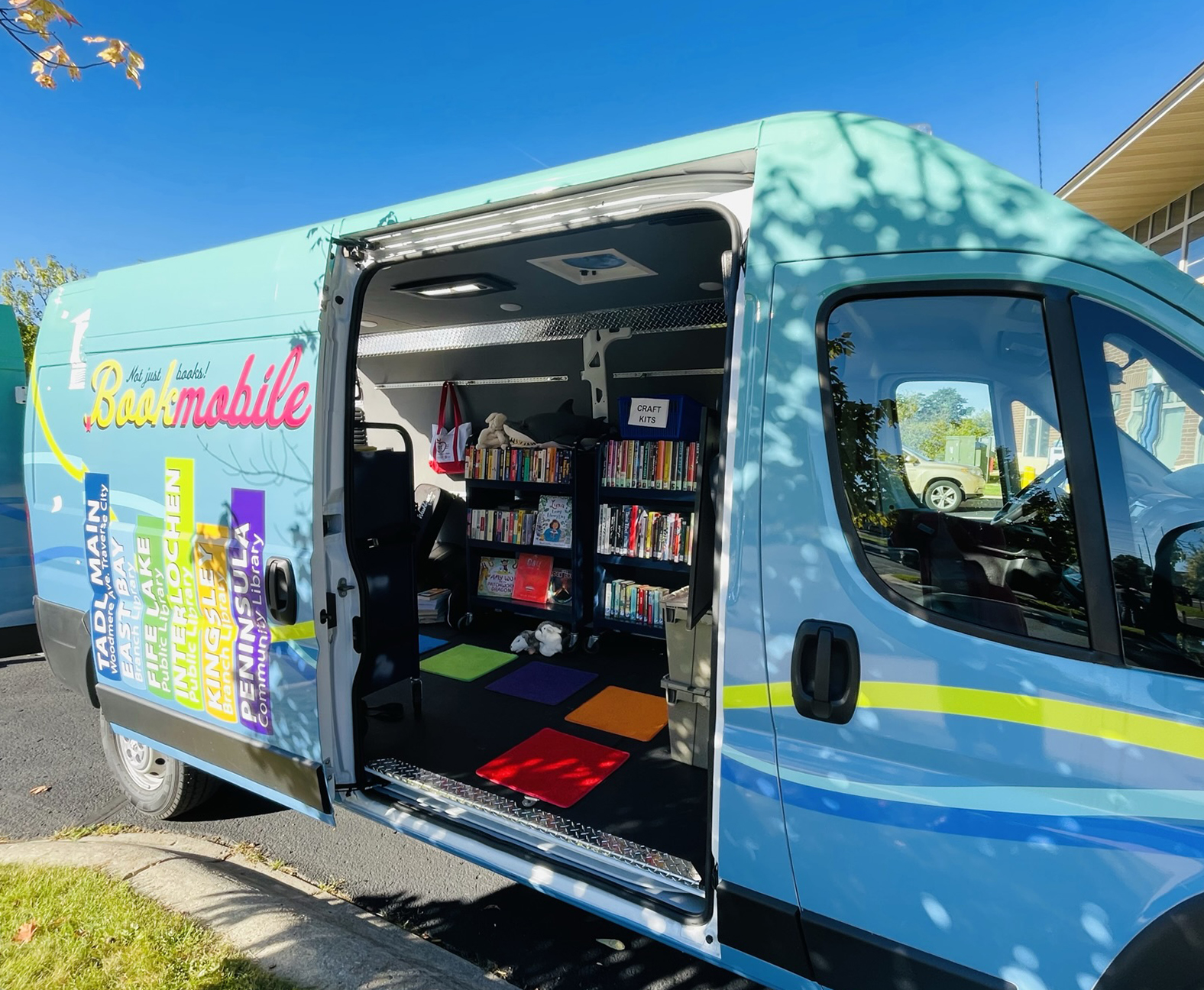 Bookmobile with open side door