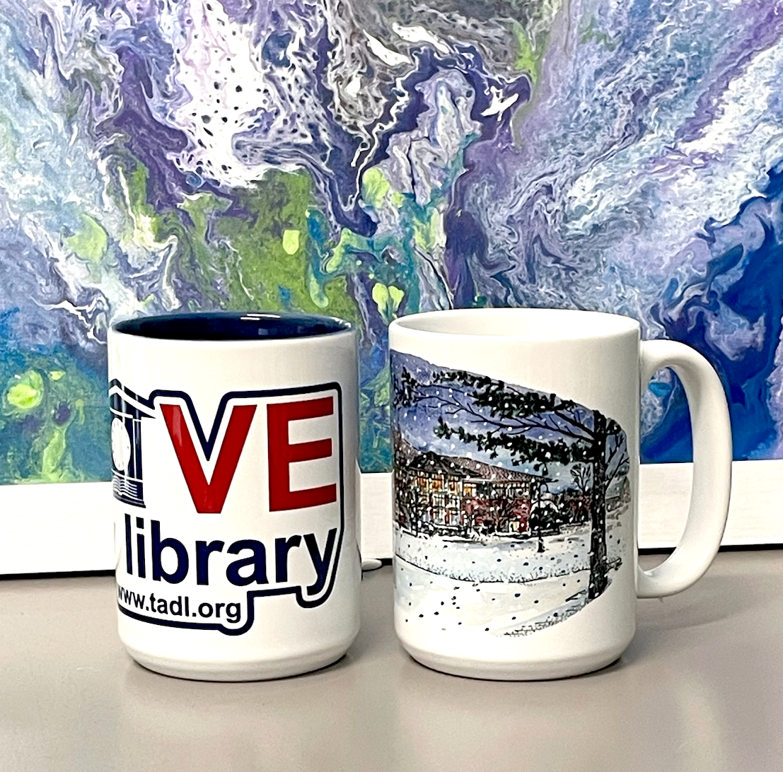 love my library mug, winter library mug