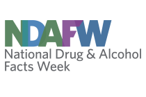 logo for National Drug & Alcohol Facts Week - which has the initials of the organization in shades of blue, green, and purple.