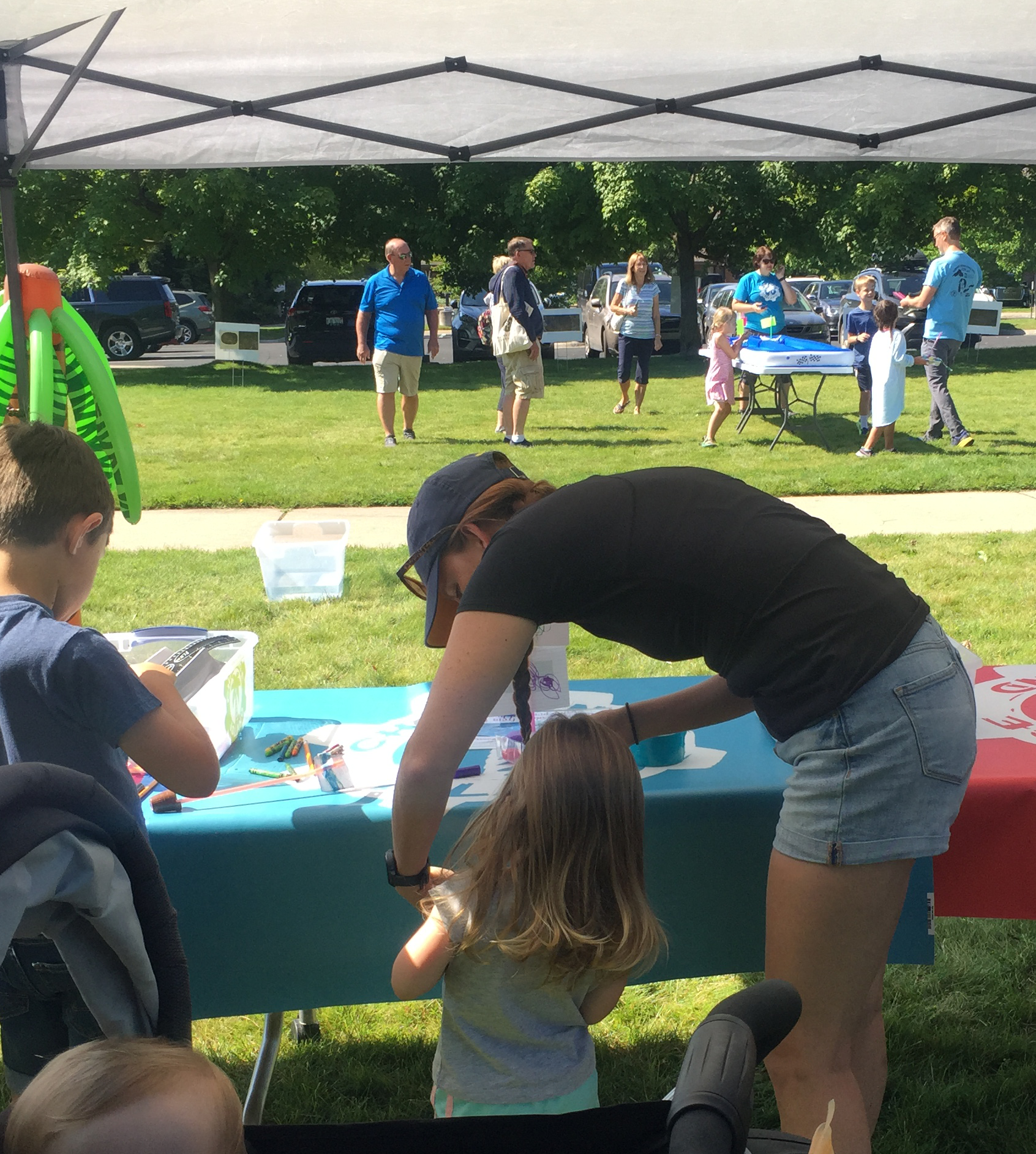 Boat building activity on Main Library front lawn