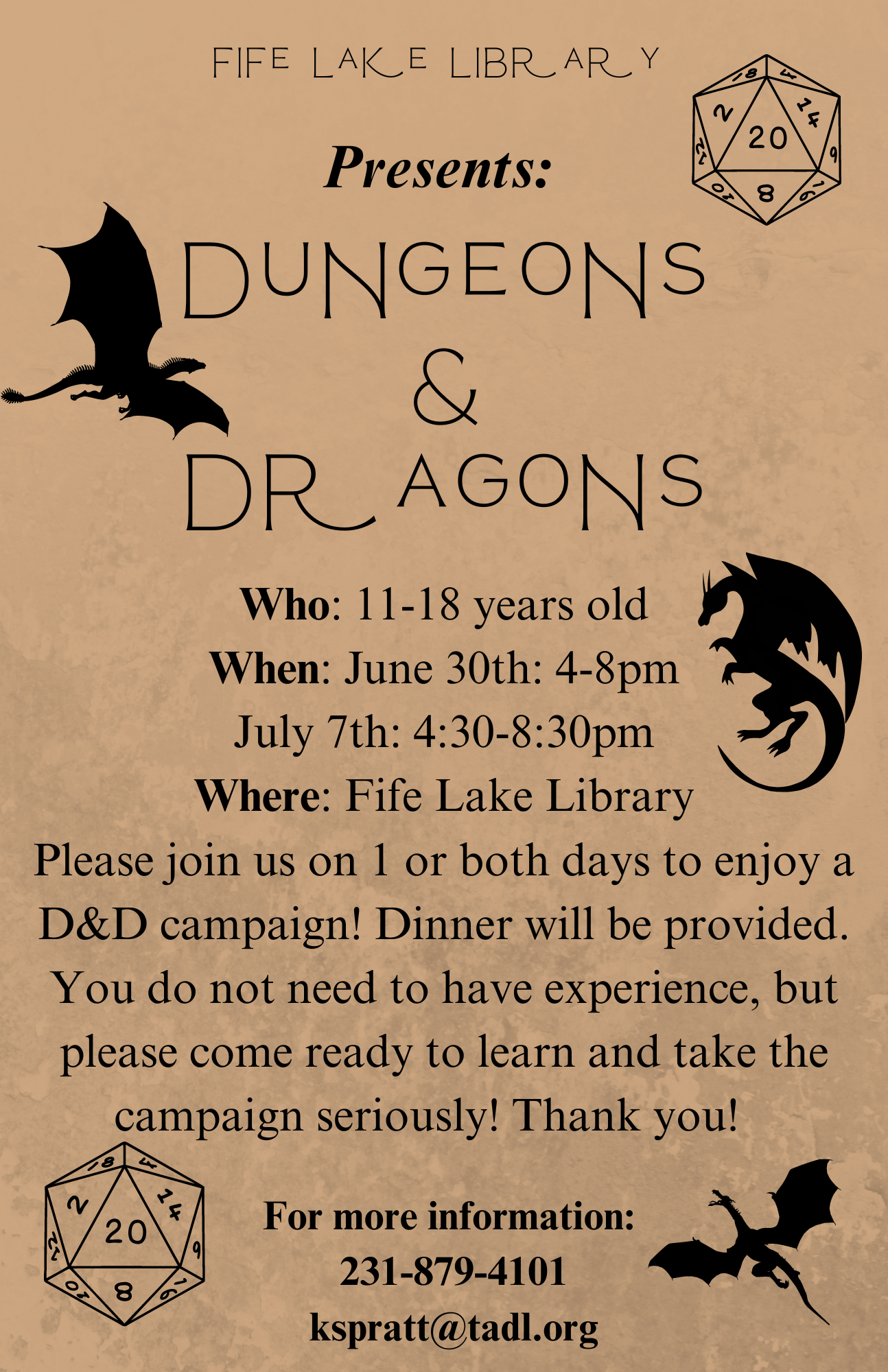 Dungeons & Dragons FLPL flyer