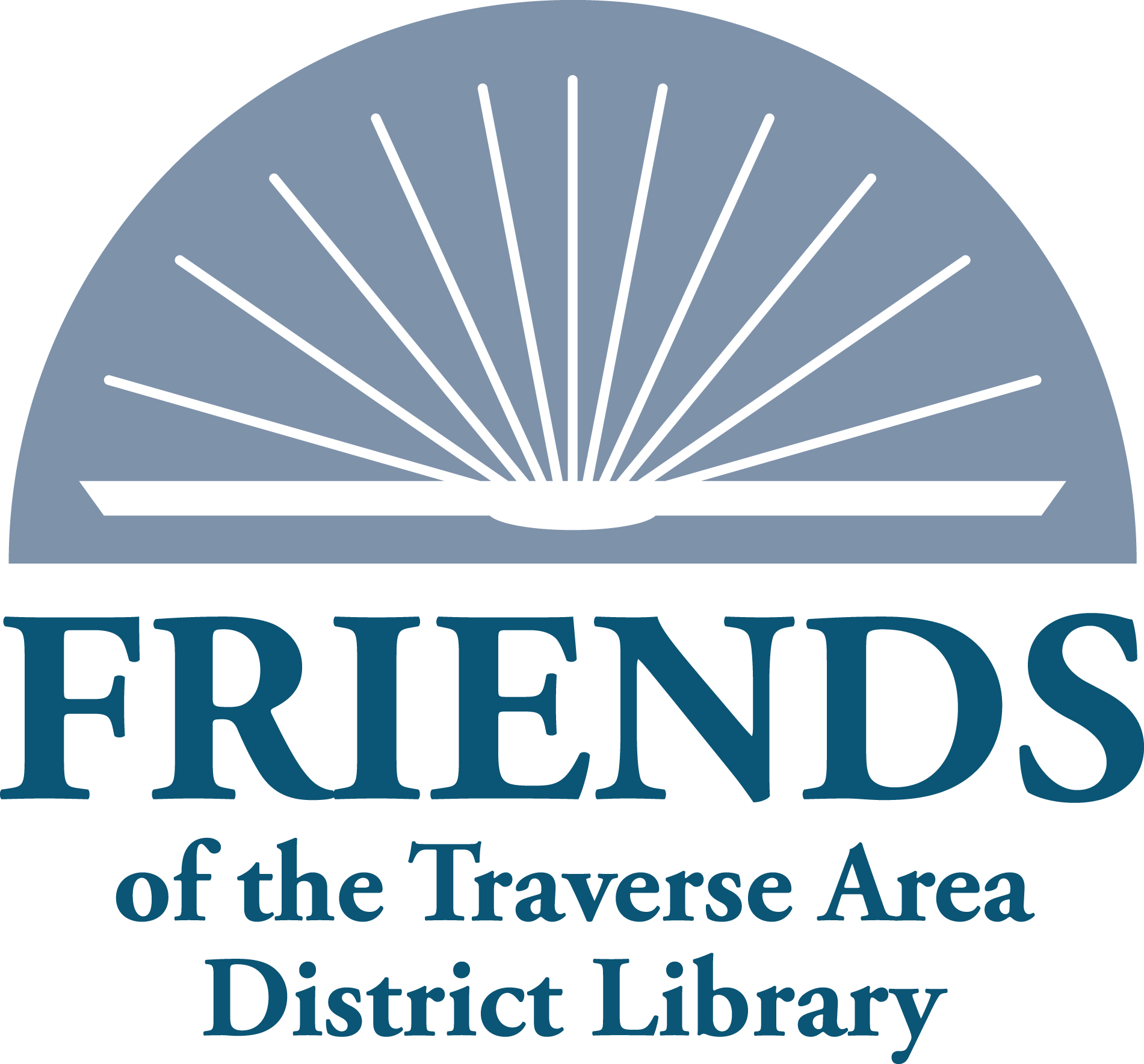 Open book with Friends of the Traverse Area District Library