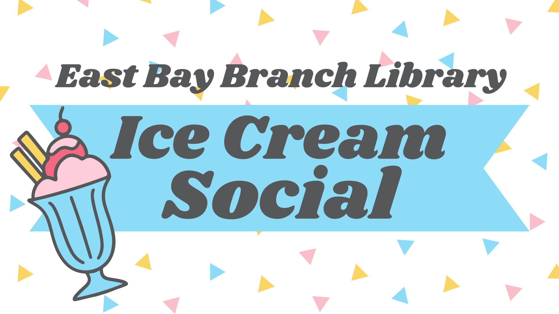 Ice Cream Social Banner with root beer float and colorful sprinkles