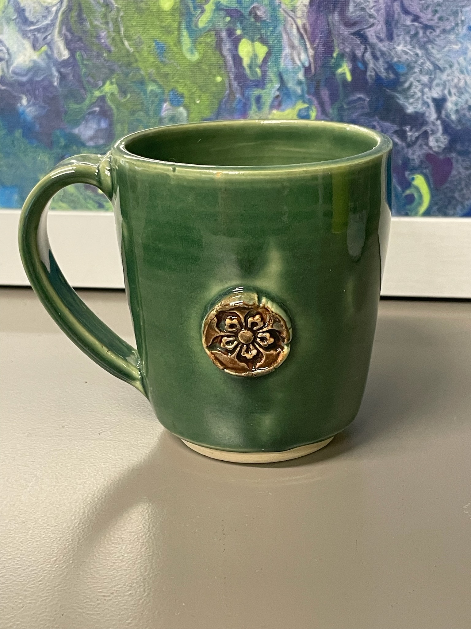 Green handmade mug
