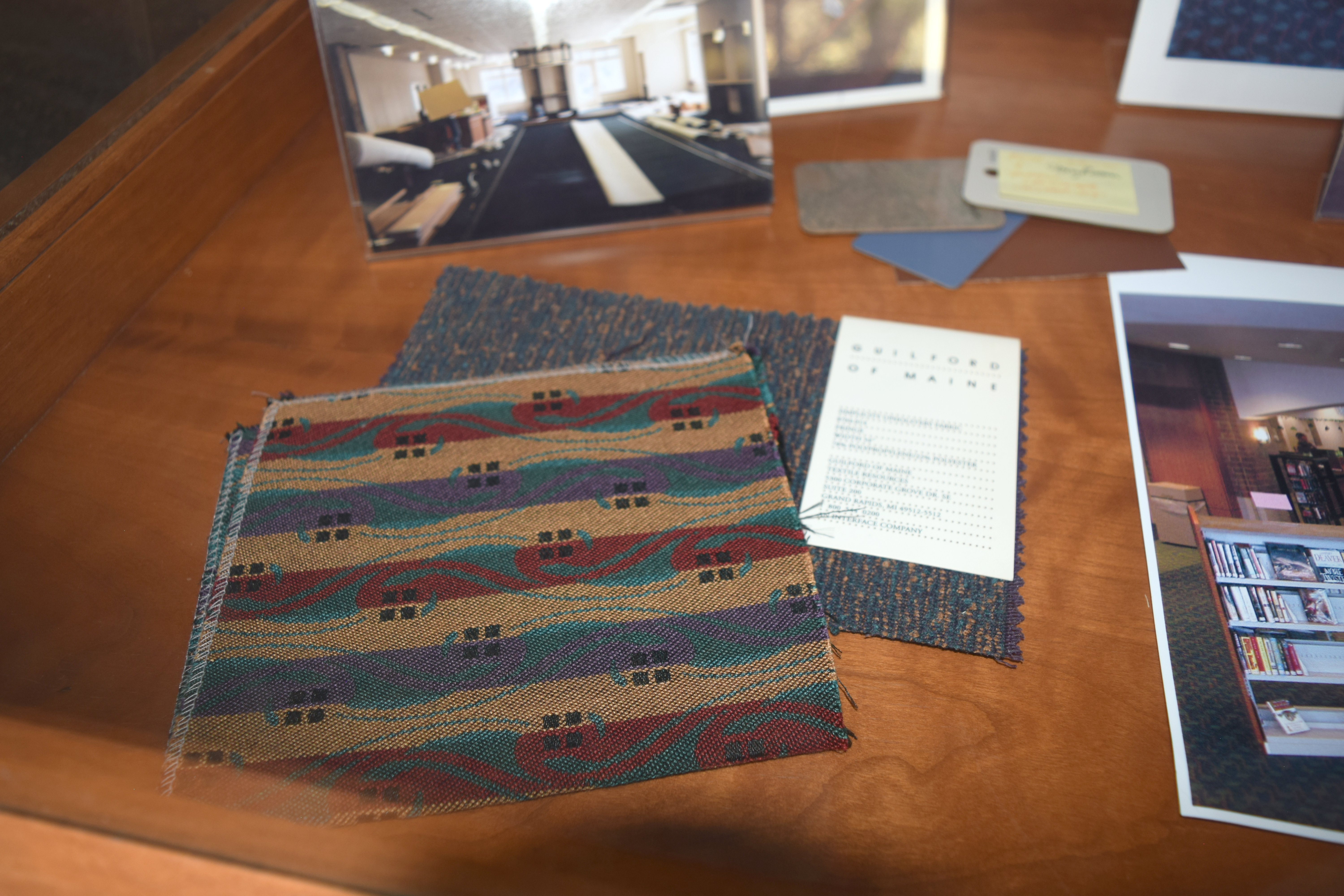 Glass and carpet swatches