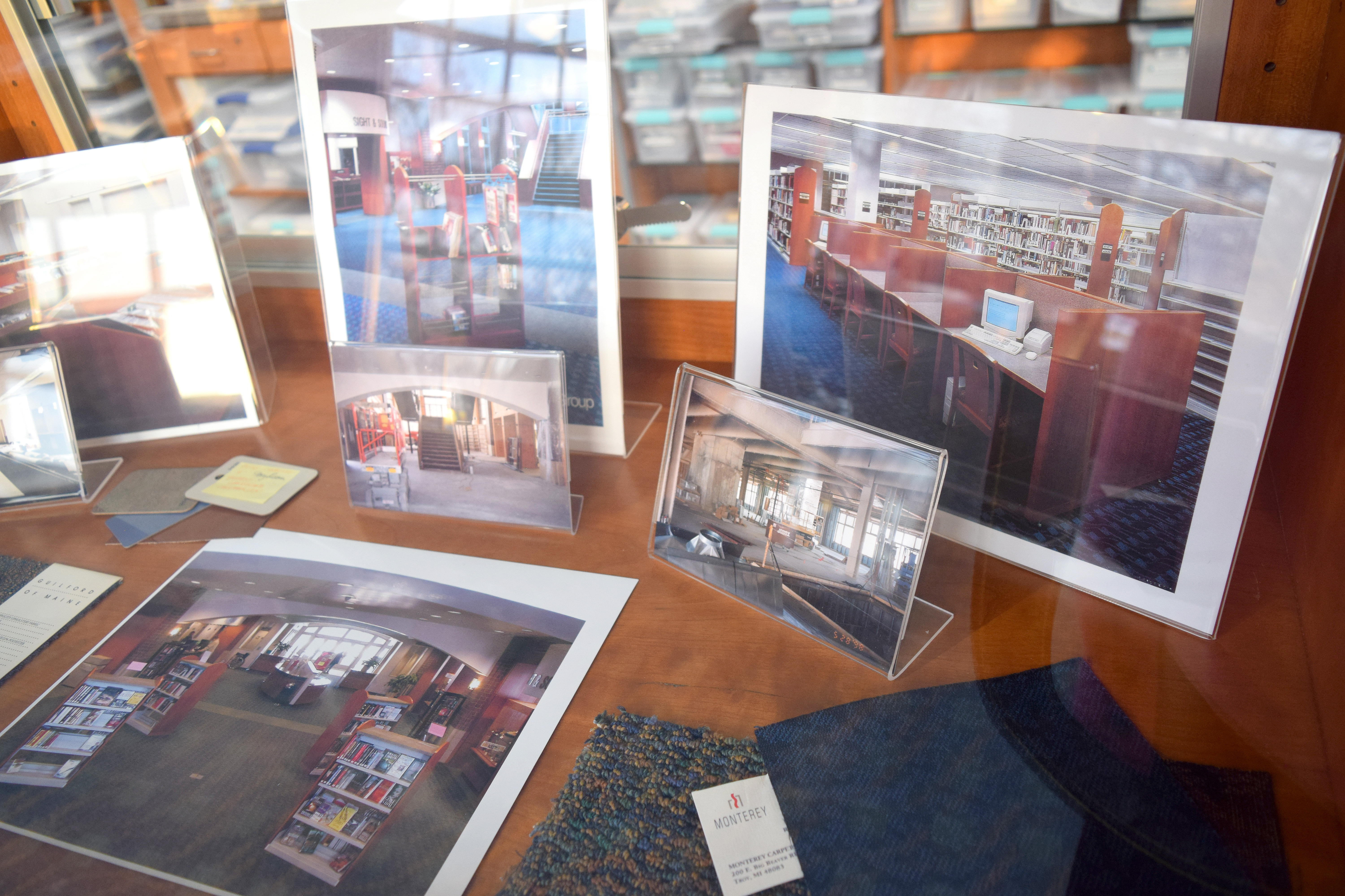 Carpet swatches and furniture photos