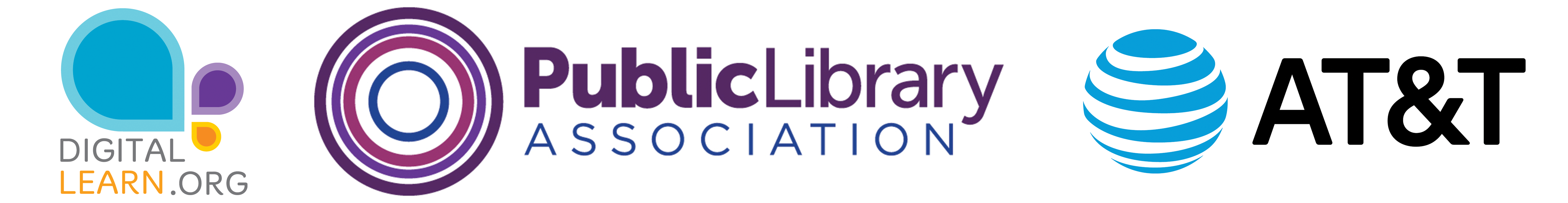 Digital Learn, Public Library Assn, AT&T logos