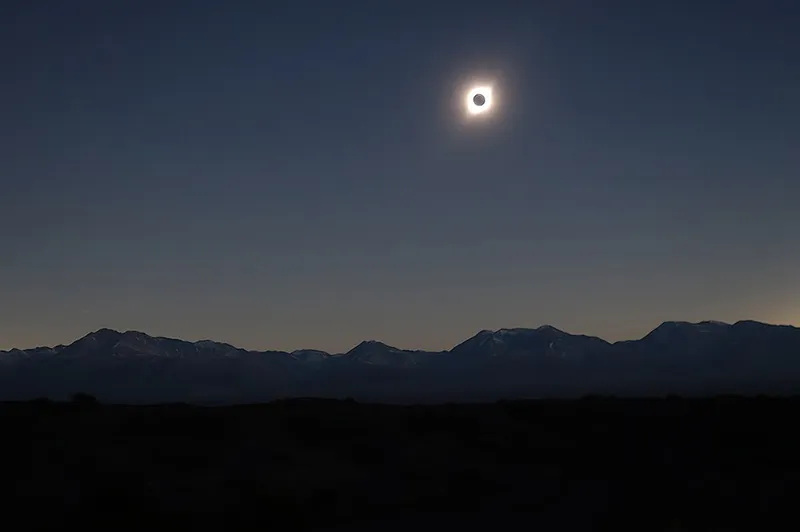 dark sky with a ring of light