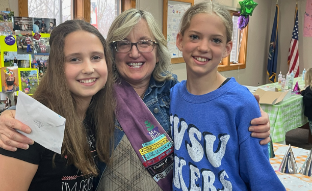 Bristol Helmreich, Beth Anderson, and Lucille Graves after a special "Storytime" for Miss Beth.