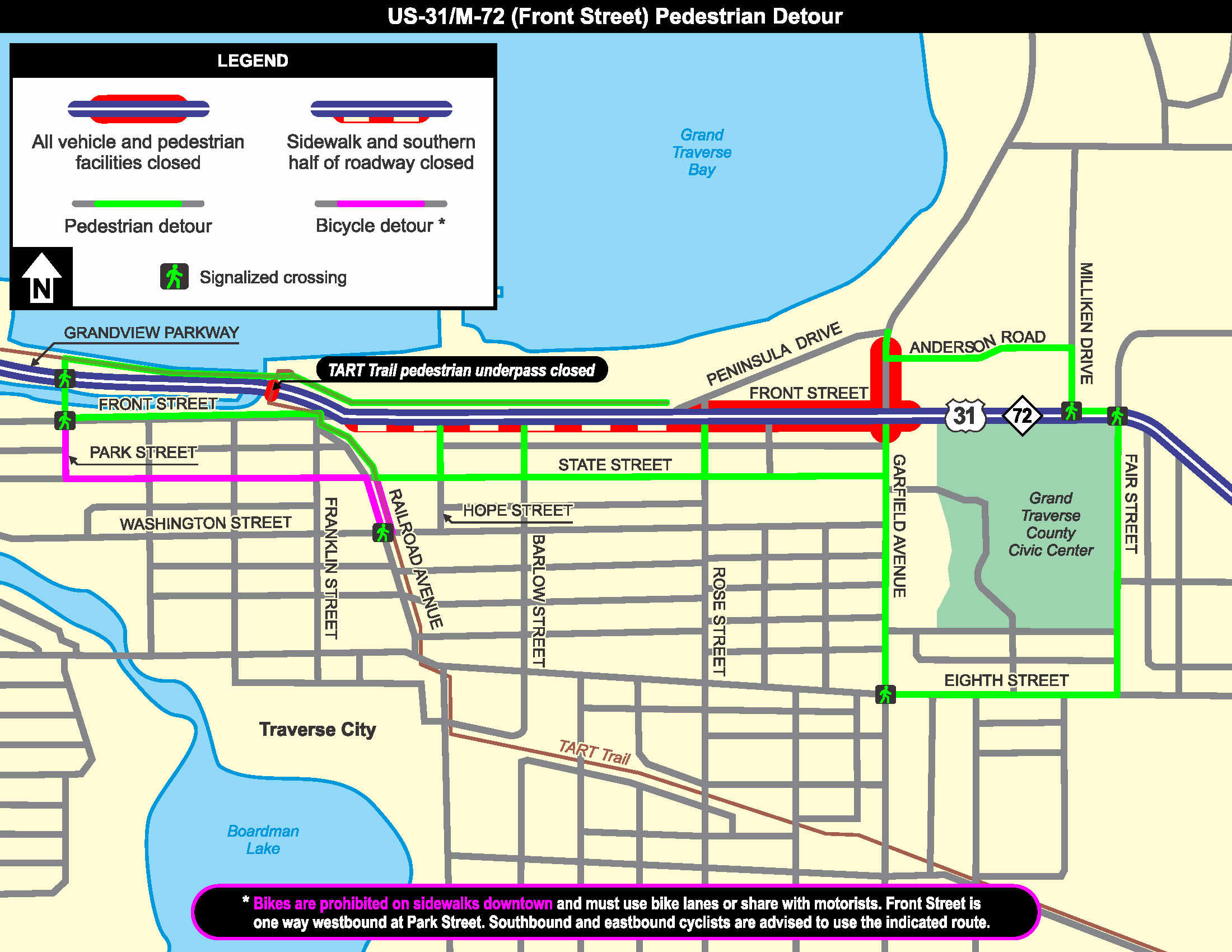 GT Parkway detour map