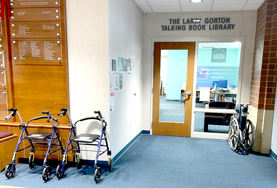 walkers and a wheelchair available by TADL front doors
