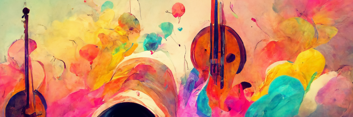 Colorful painting with musical instruments