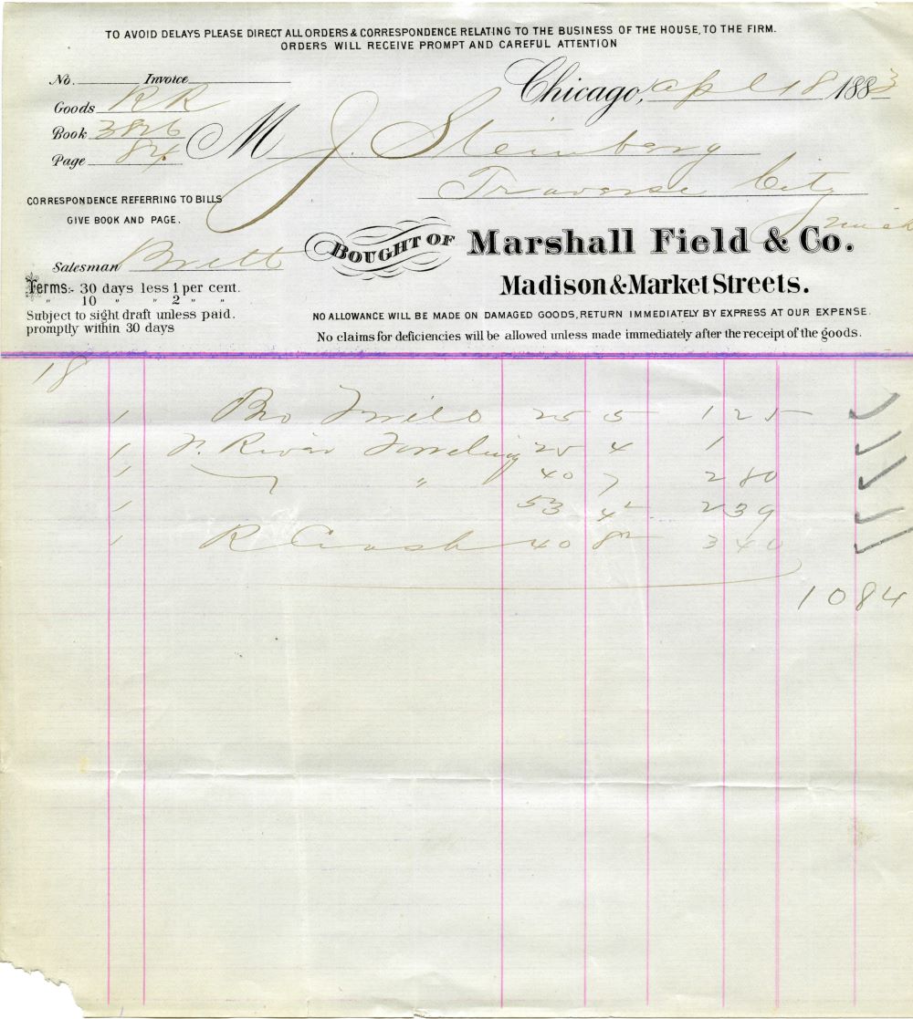 Invoice from Marshall Field & Co.