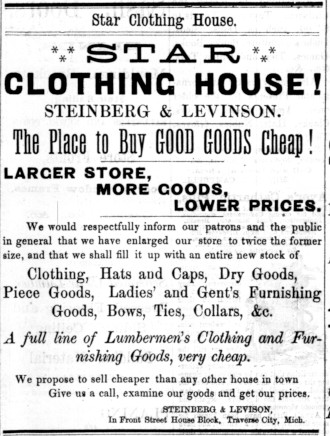 Newspaper clipping of an advertisement for the Star Clothing House