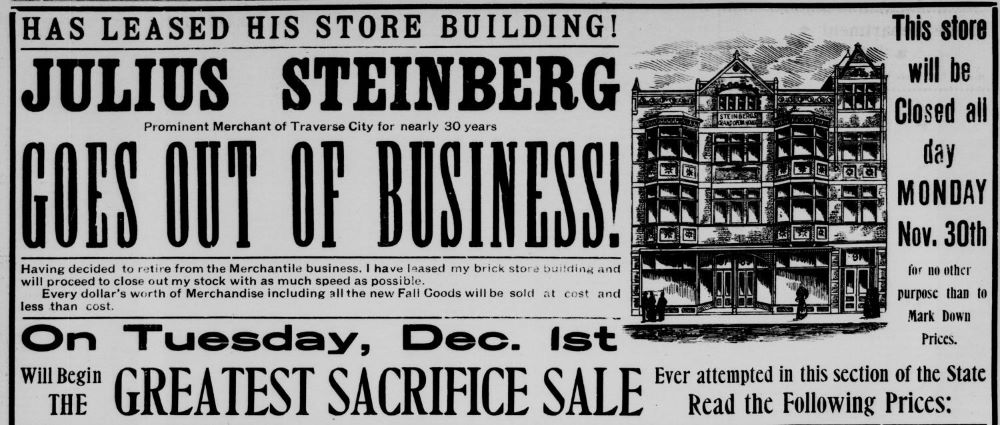 Newspaper clipping about Steinberg going out of business