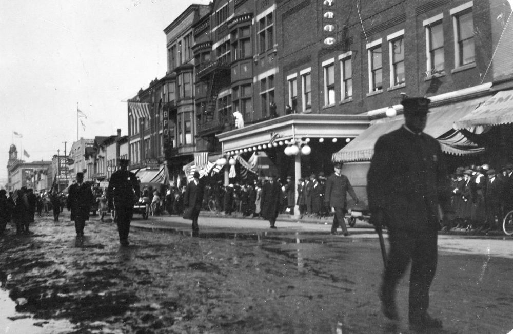 Photograph of a parade on Front Street