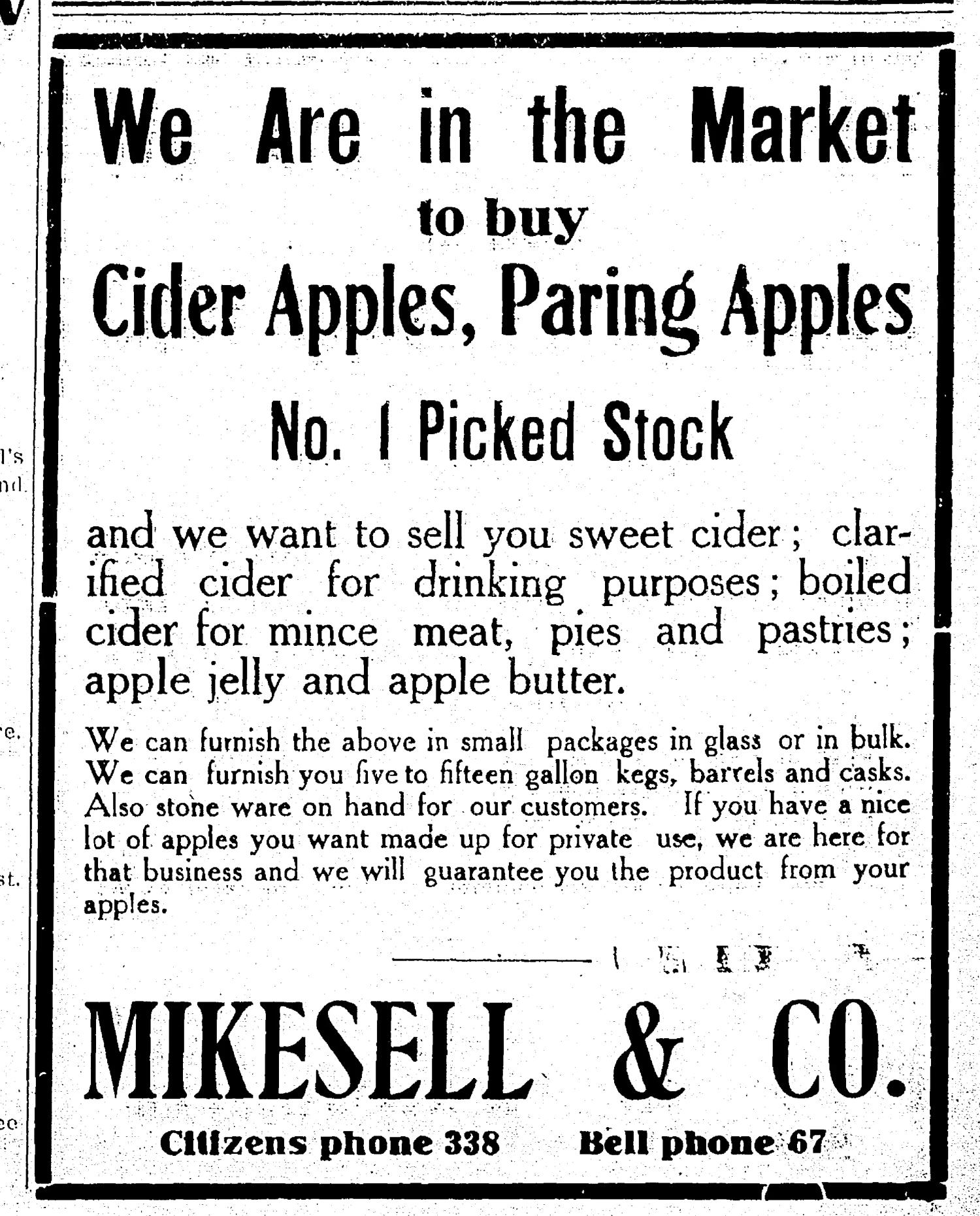 Mikesell advertisement newspaper