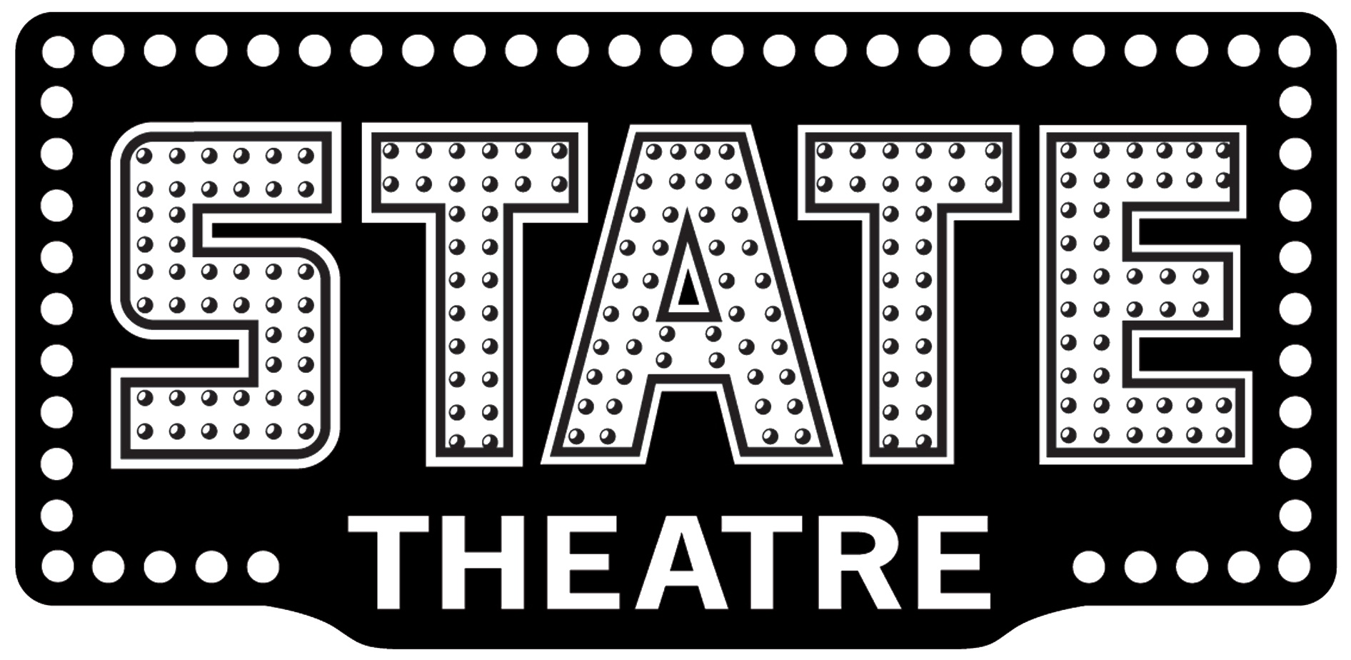 black and white logo of the State Theatre marquee
