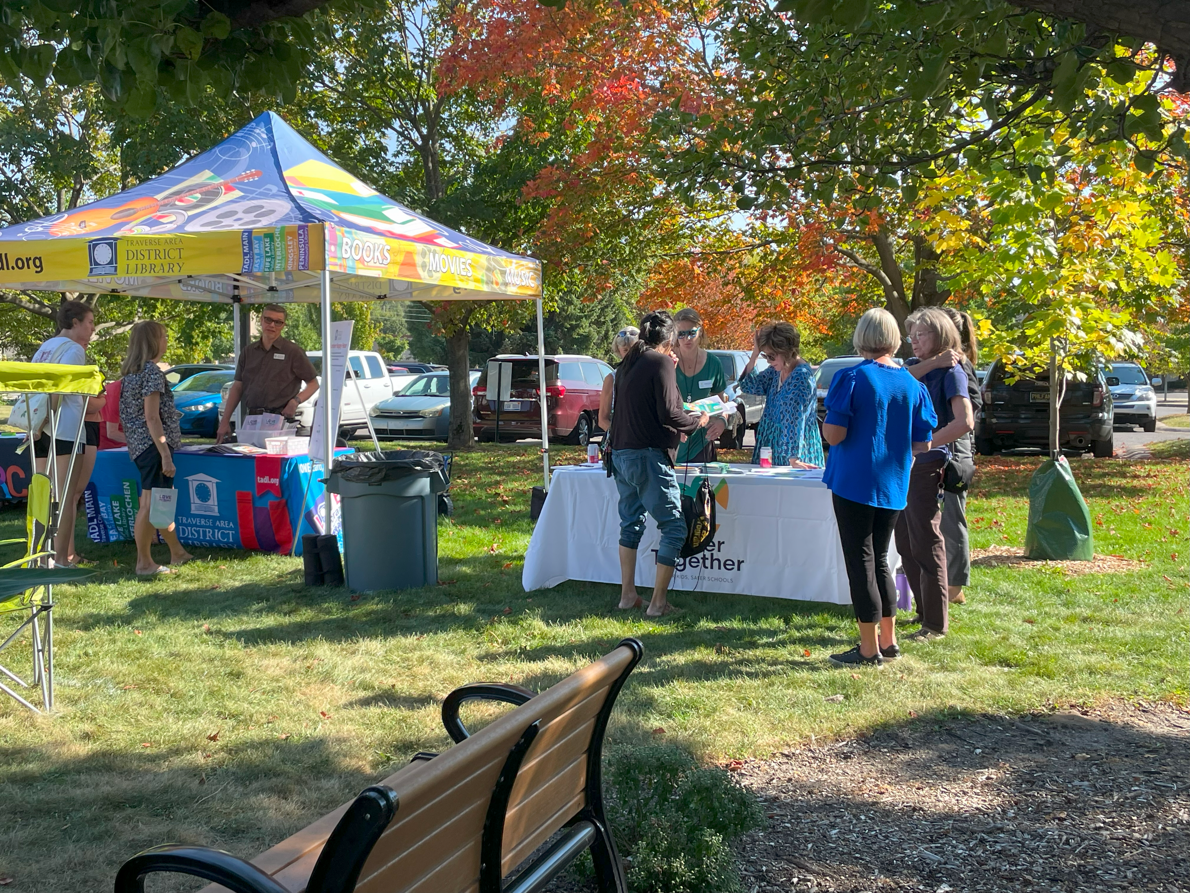 tents on library front lawn