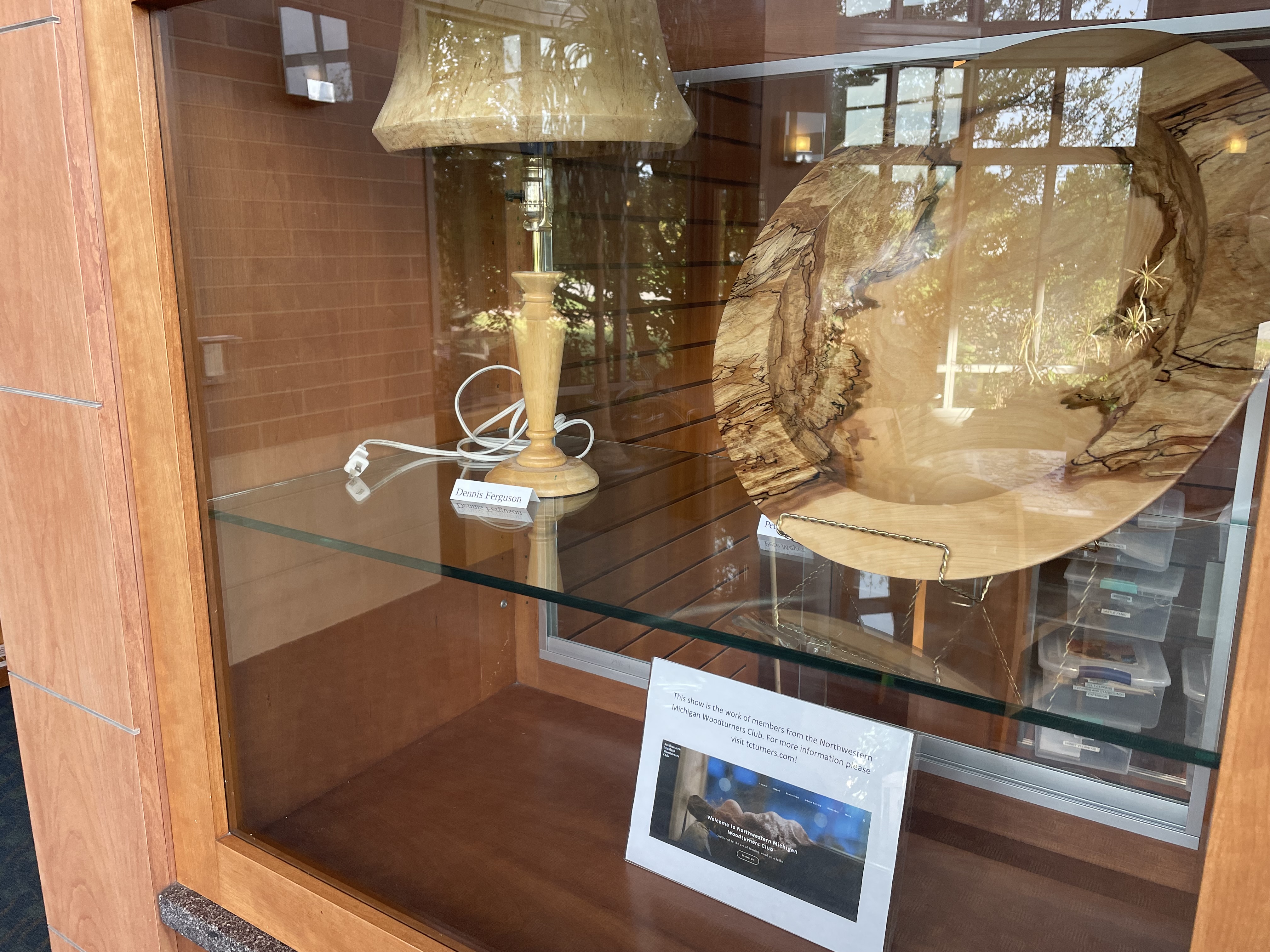 display case of turned wood items
