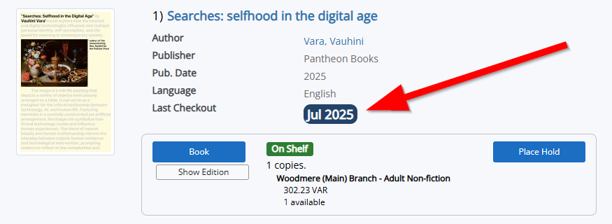 Screenshot showing checked out item notifier 