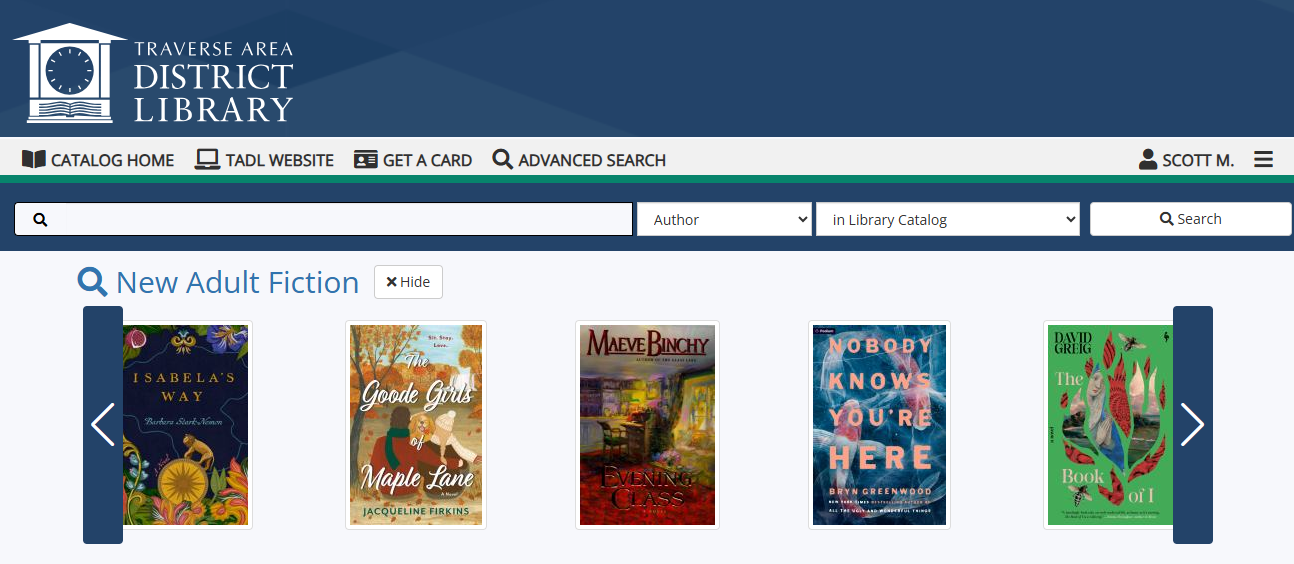 Screenshot of Catalog Landing Page