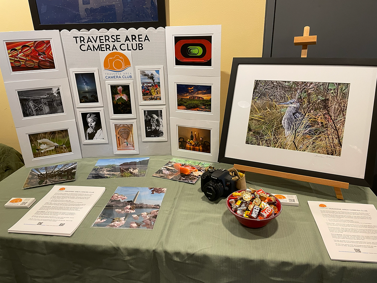 table with display of nature photos