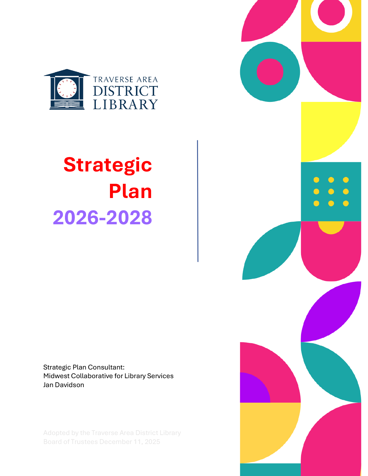 colorful cover for 2026 to 2028 strategic plan