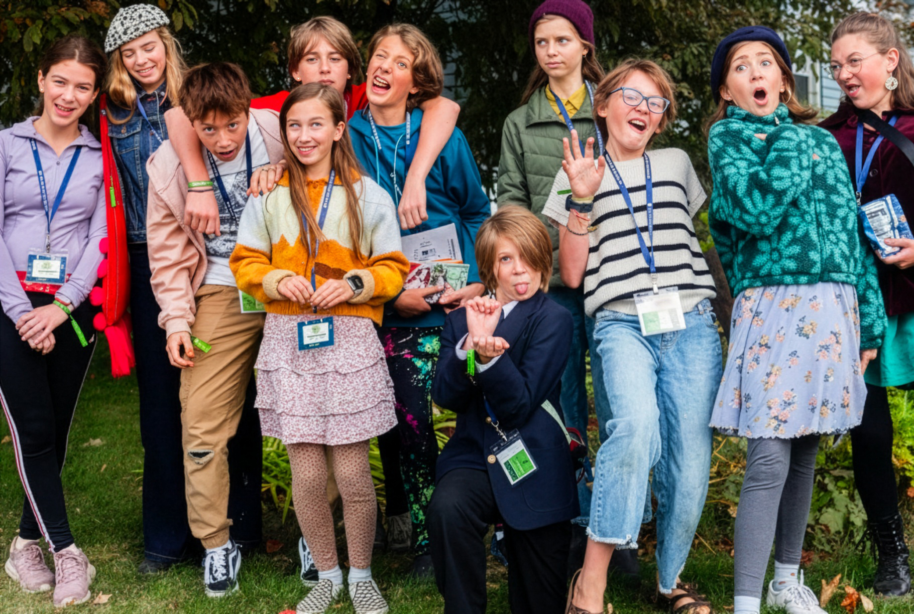 photograph of a group of high schoolers making funny faces for the camera