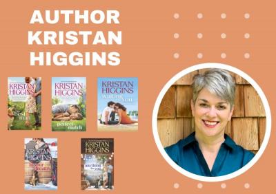 This picture shows book covers and face of author Kristan Higgins.