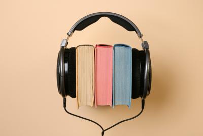 Books between headphones