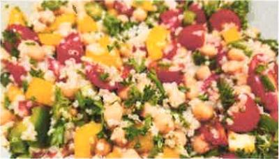 plate filled with quinoa salad with chickpeas