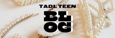 Header with pearl hairclips and accessories on a white background. Black text reads: TADL Teen Blog.