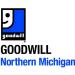 the lower case g makes a half smiley face as the logo for Goodwill Northern Michigan