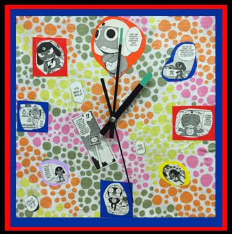 Homemade clock with Sgt. Frog instead of numbers.