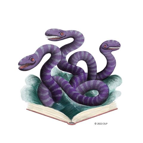 Hydra reading a book in the ocean. 