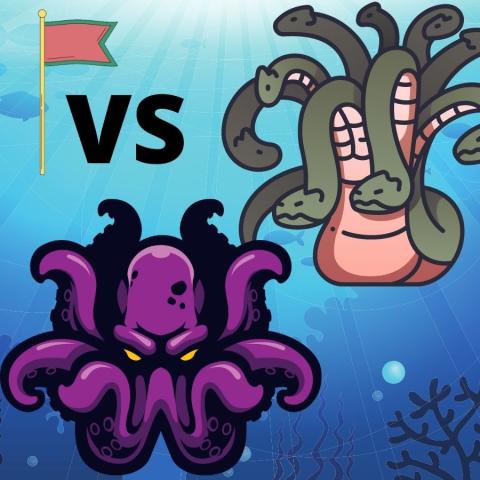 Cartoon Kraken and Hydra
