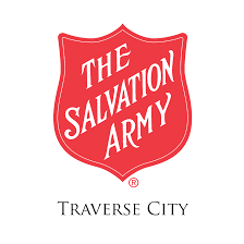 This is the salvation army traverse city logo on a red shield