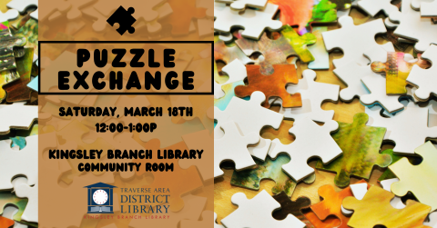background image of puzzle pieces with event information on left side