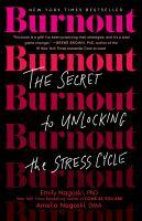 book cover - black background with pink letters that repeat the title "Burnout" from top to bottom with the coloring gradually getting lighter