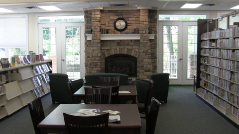 Stone fireplace inside FLPL