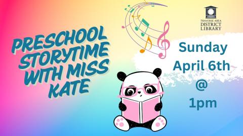 Preschool storytime Sunday April 6, 1PM