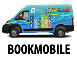 Image of the blue and green bookmobile
