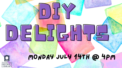 DIY Delights Monday July 14th @ 4pm with pastel squares as background