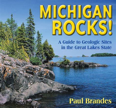 Picture Michigan lakeshore with words Michigan Rocks.
